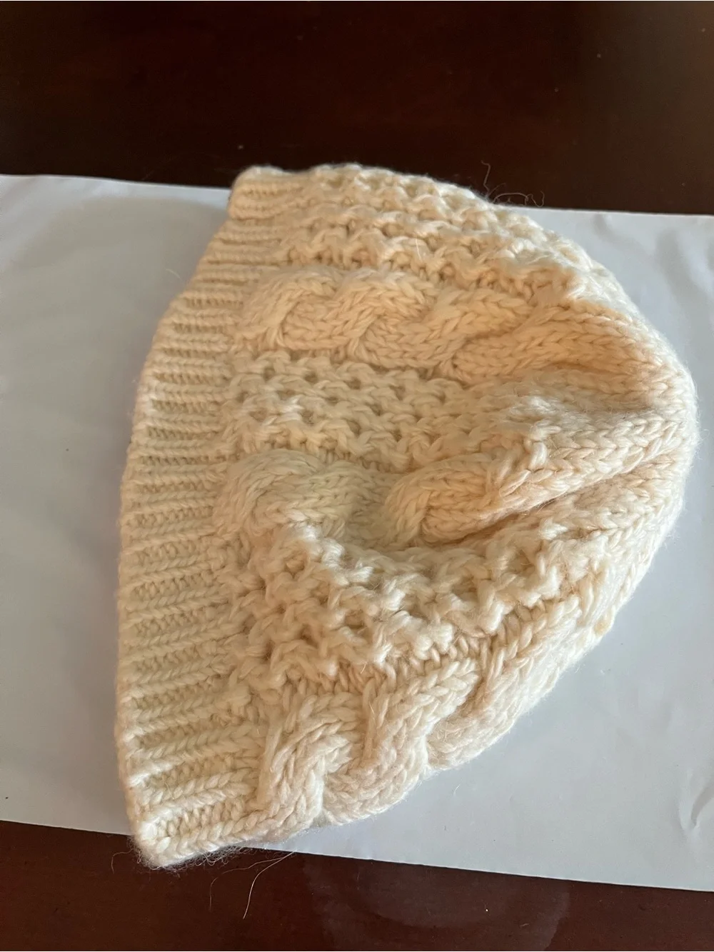 The North Face Cream Cable Knit Beanie
